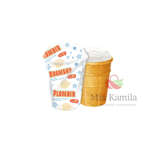 Ice Cream "Soviet Plombir" in wafer cup with whipped cream flavor