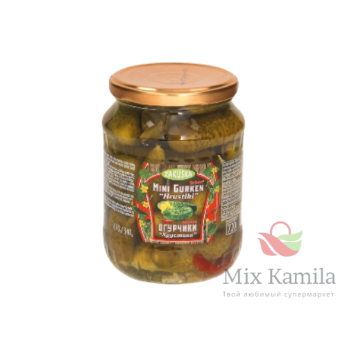 Canned gherkins "Hrustiki", hot-spicy