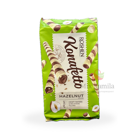 Konafetto wafer rolls with a cream filling and hazelnut flavouring (59%) 140 g