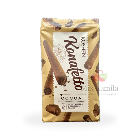 Konafetto cocoa wafer rolls with a cocoa cream filling (59%) 140 g